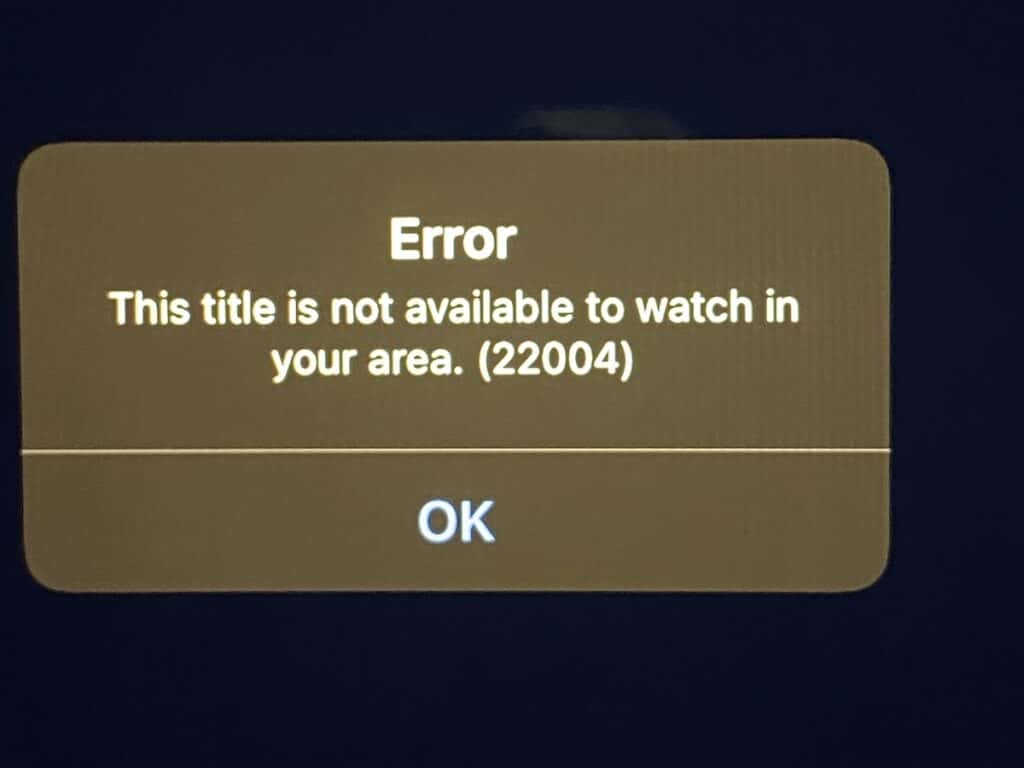 iPad error message from Netflix