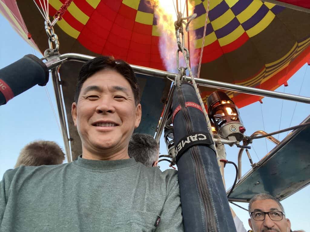 hot air balloon lifting off