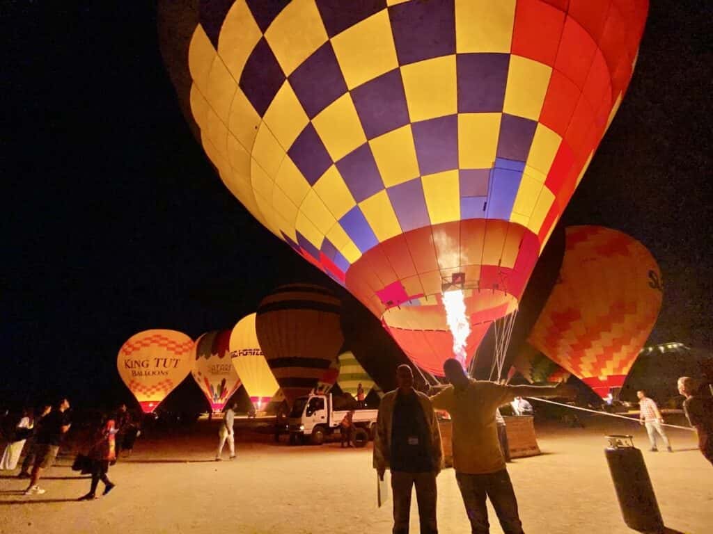 hot air balloon inflating