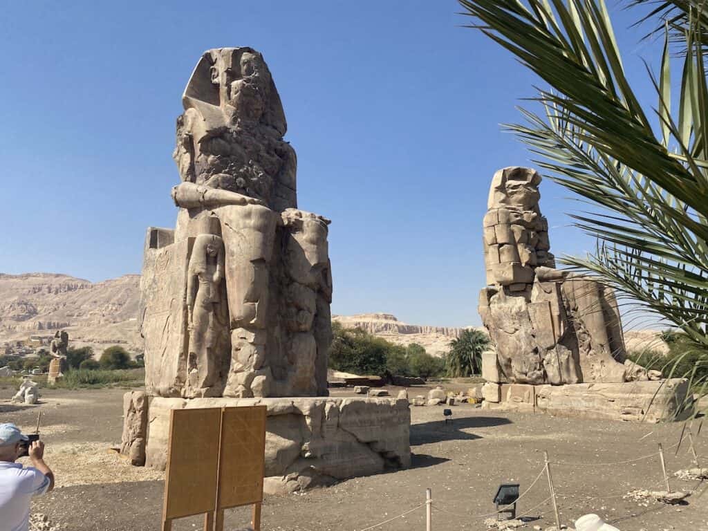 colossi of memnon side view