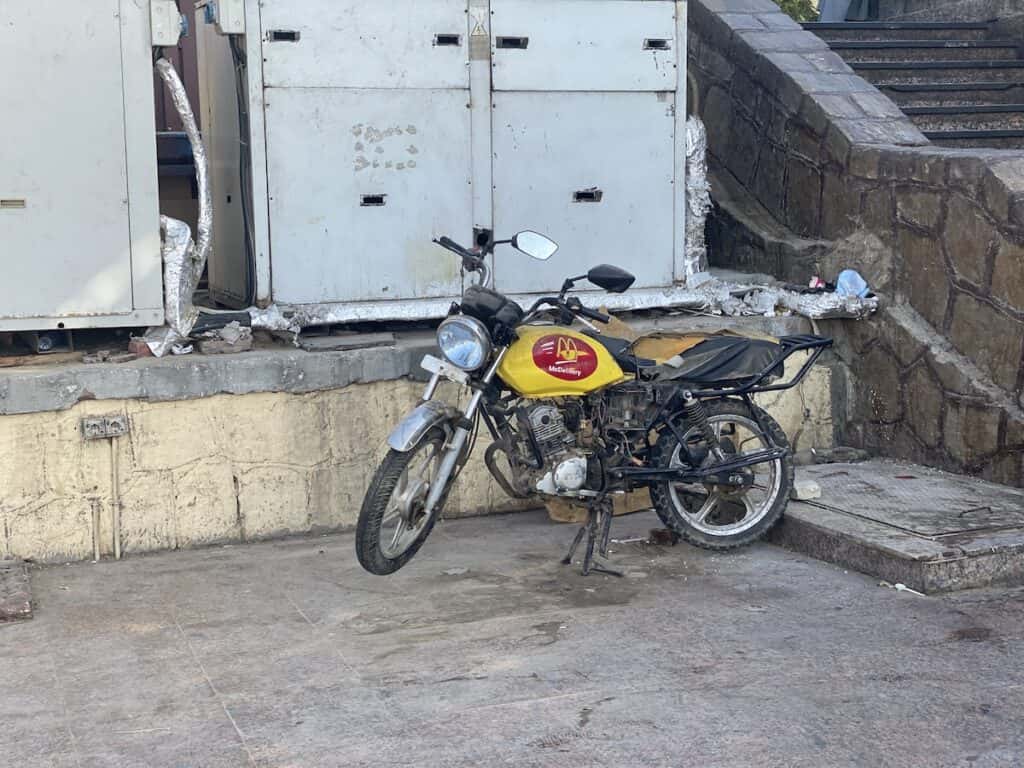 McDonalds branded motorcycle for delivery