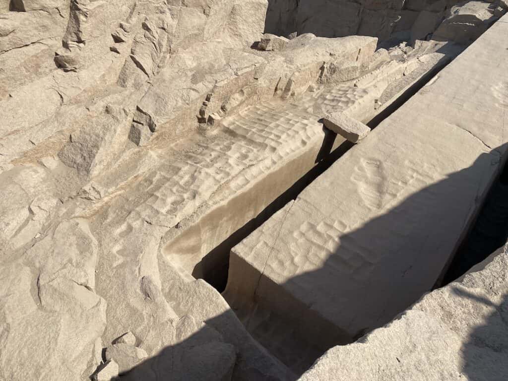 Scoop marks at the bottom of the Unfinished Obelisk