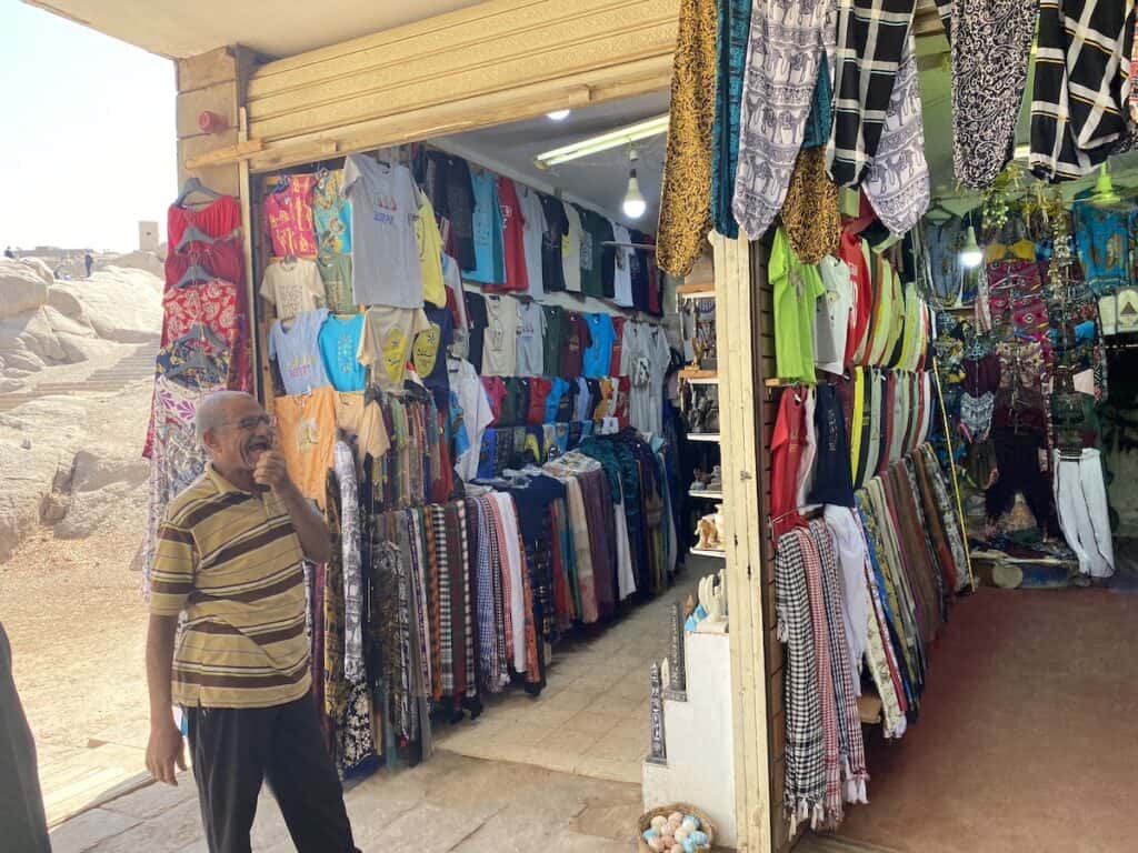 Clothing stall at the exit of the Aswan Quarry