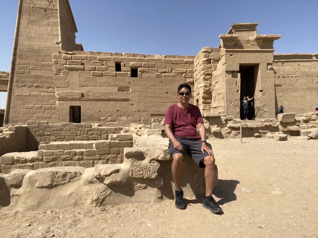 Sitting down at the back of Philae Temple