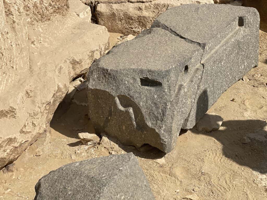 Large granite block with holes and cuts