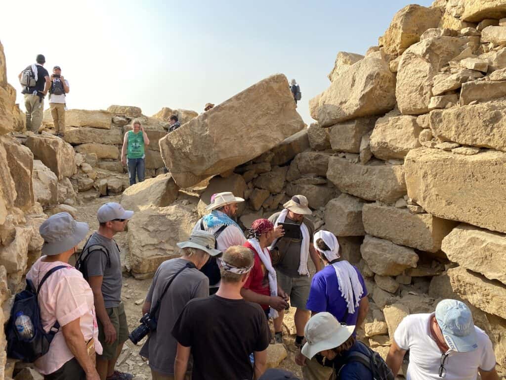 Ben UnchartedX, Yousef Awyan and the tour group exploring Abu Ghorab