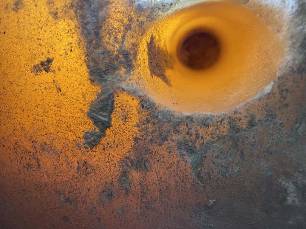 Hole drilled in alabaster