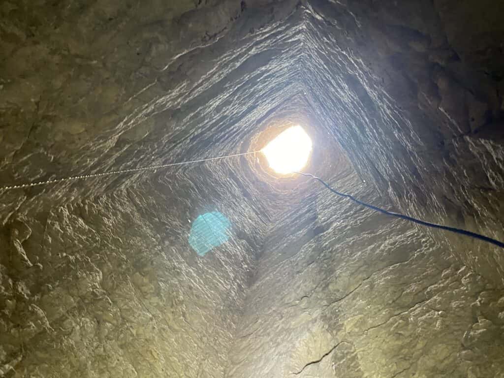 The shaft that was the old entrance to the pyramid