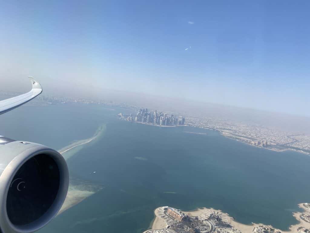 Airplane view leaving Doha