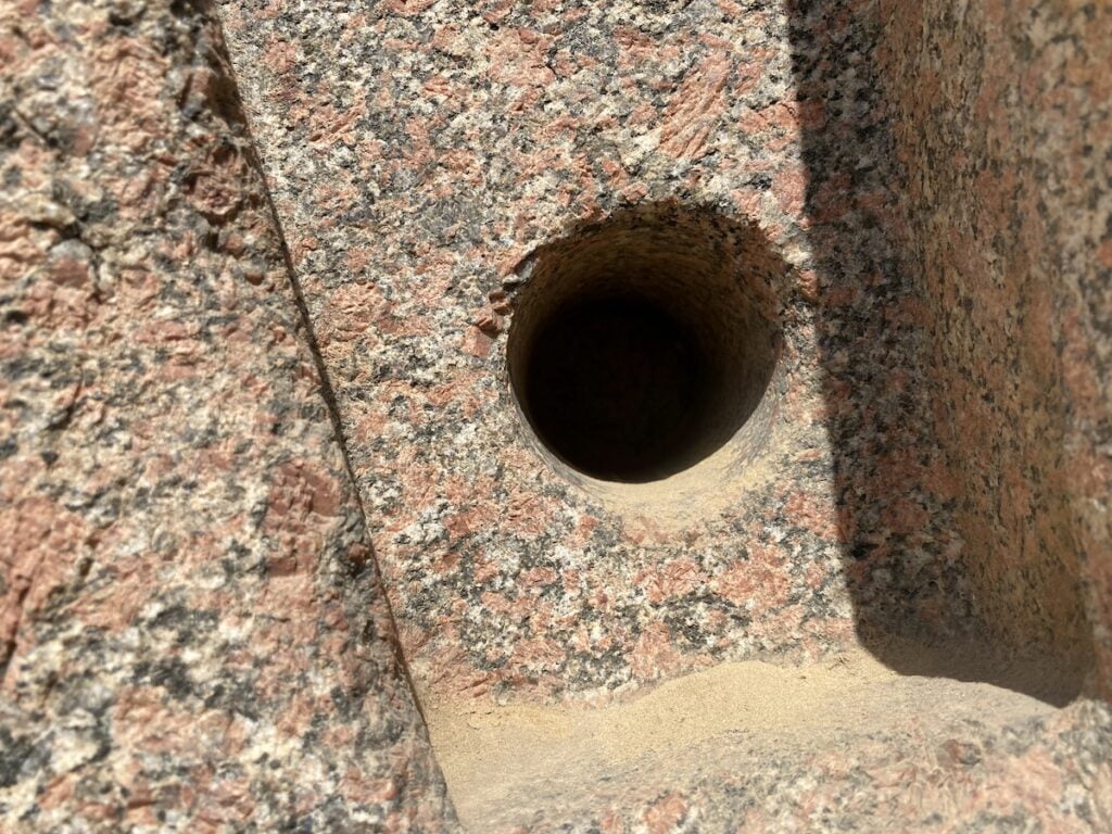 Tube drill hole in granite