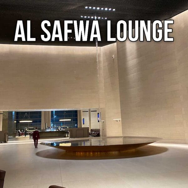 fountain in the Qatar Airways al safwa first lounge