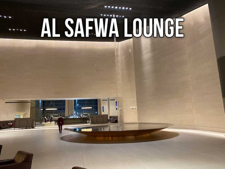 fountain in the Qatar Airways al safwa first lounge