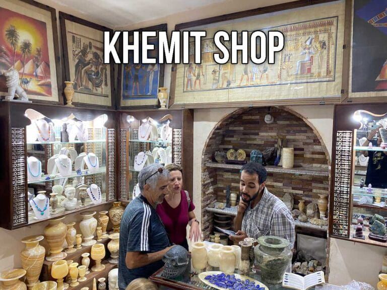 man selling merchandise at the Khemit Shop