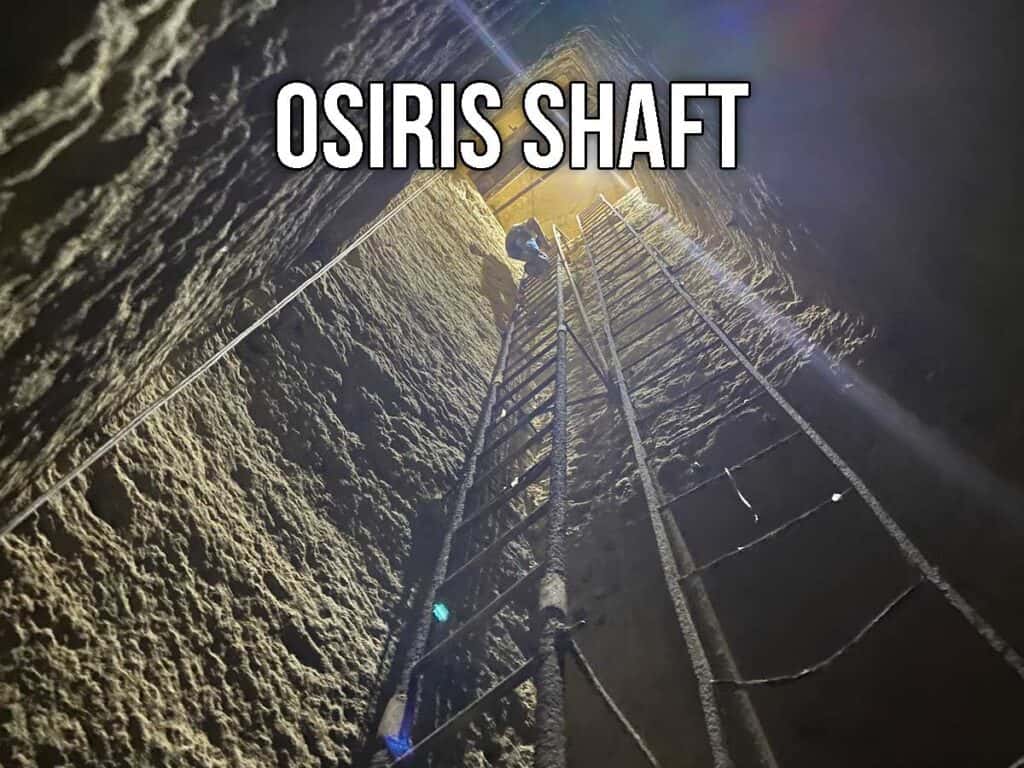 View up the second set of ladders in the Osiris shaft at the Giza plateau