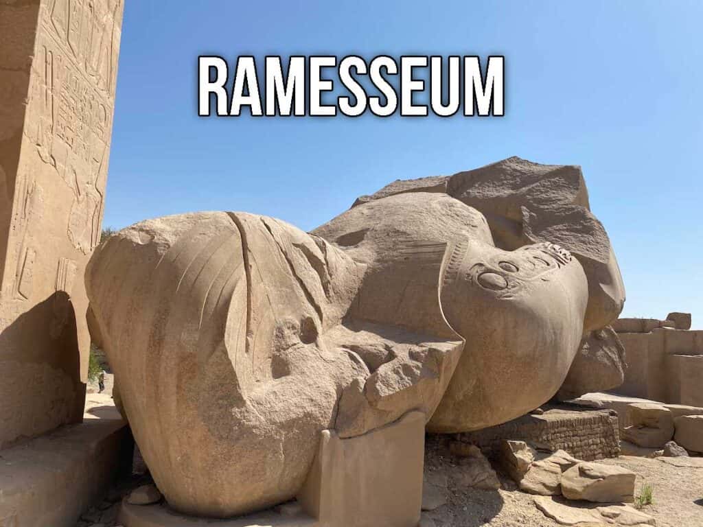 Ramesseum statue fragment lying on the ground