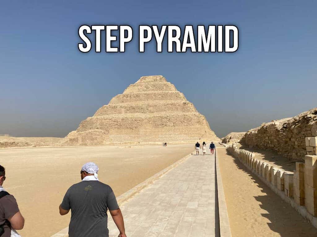 Yousef walking to the step pyramid