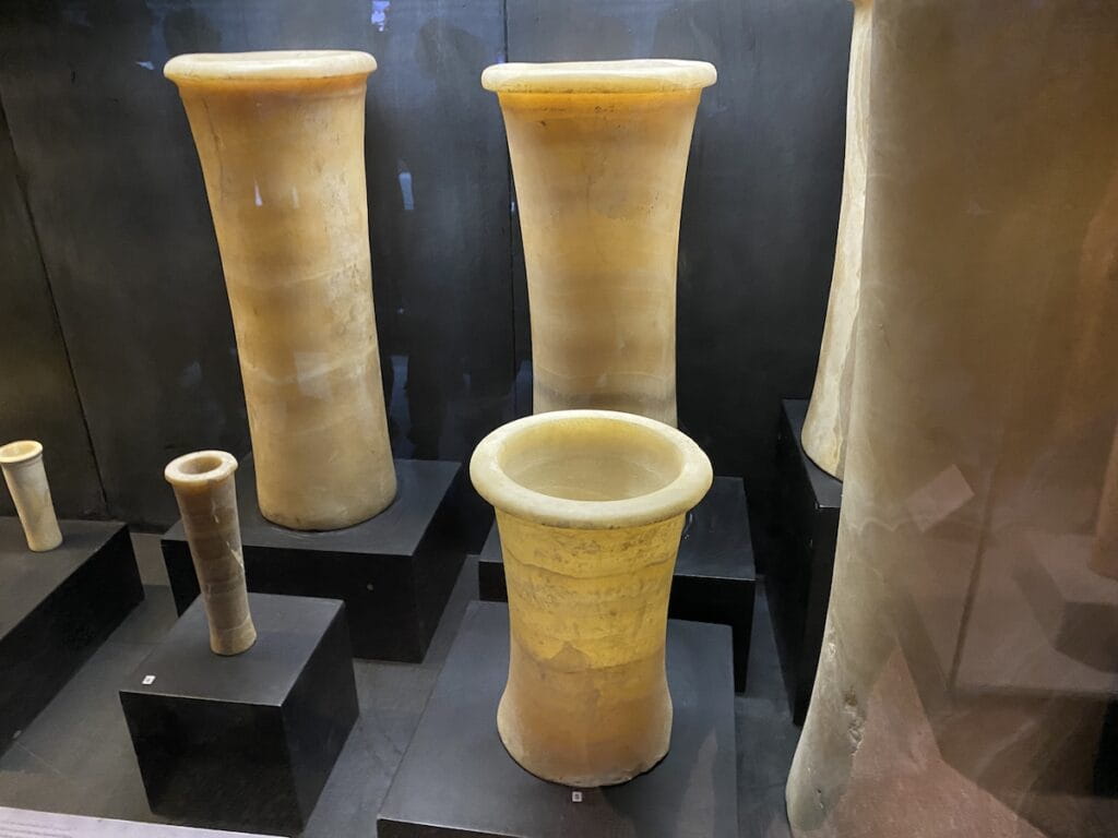 Carved alabaster vases