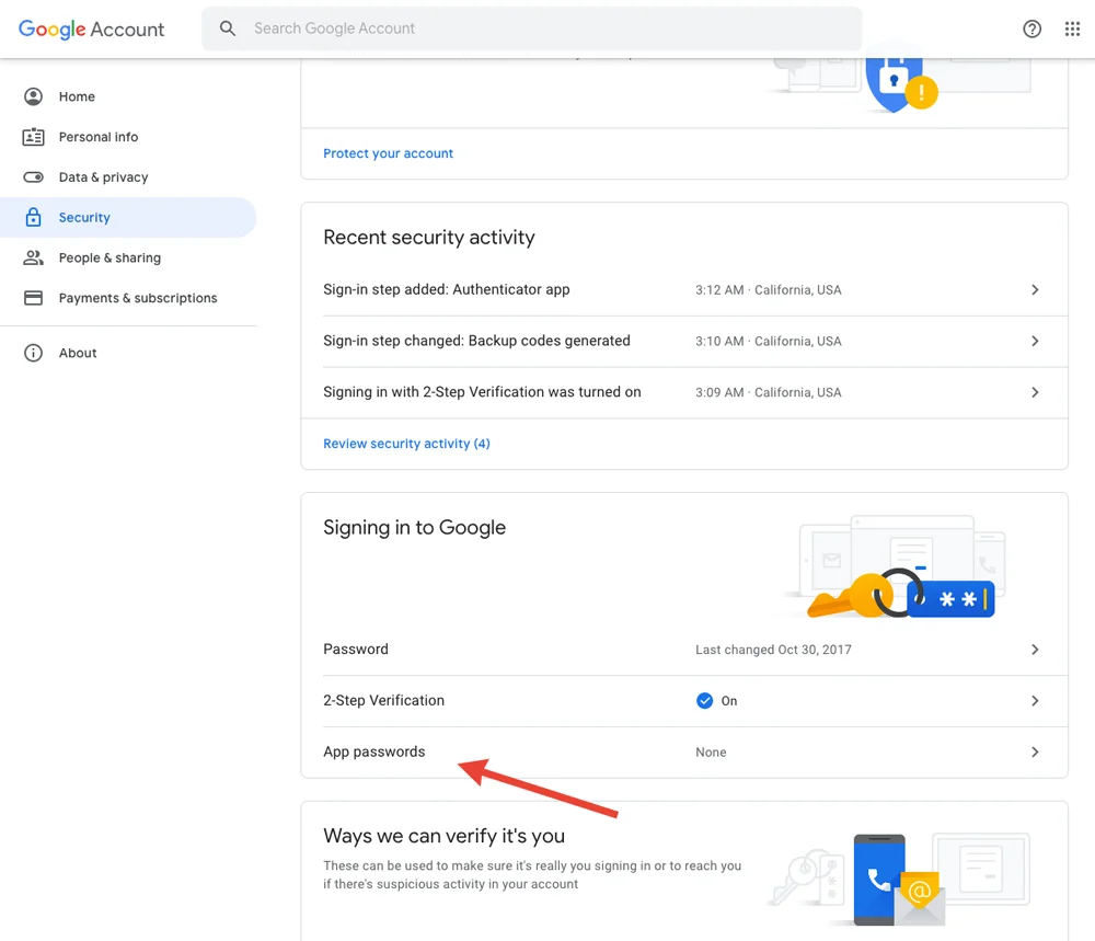 domain email gmail app passwords setting