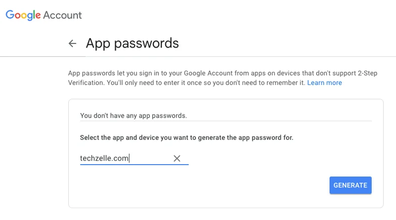 domain email gmail app passwords other device name