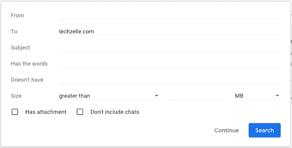 gmail filter selection