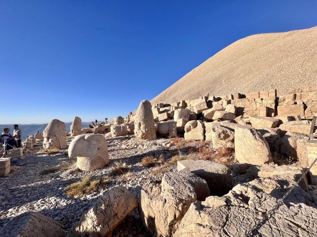 Overview of statue fragments at Mount Nemrut