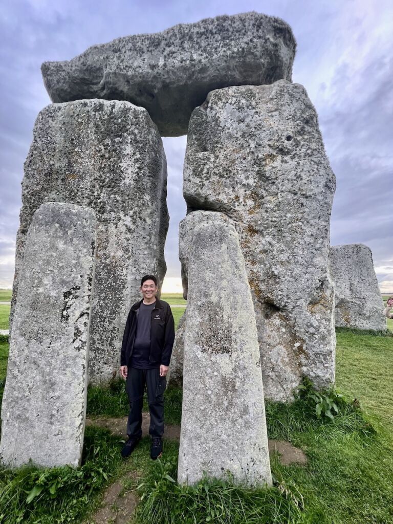 Man among the Stonehenge stones