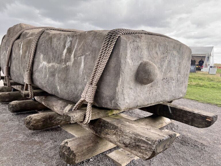 Sample sarsen stone suggesting how they were moved with wooden sleds.