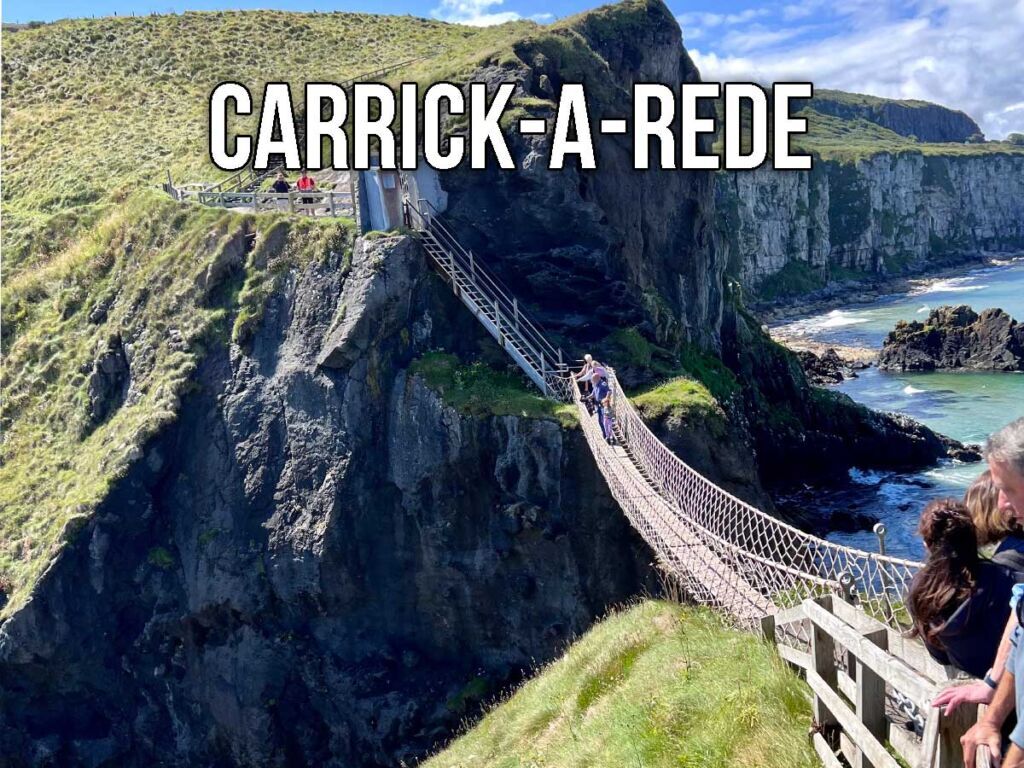 Carrick-a-rede rope bridge in the Antrim Coast of Northern Ireland.