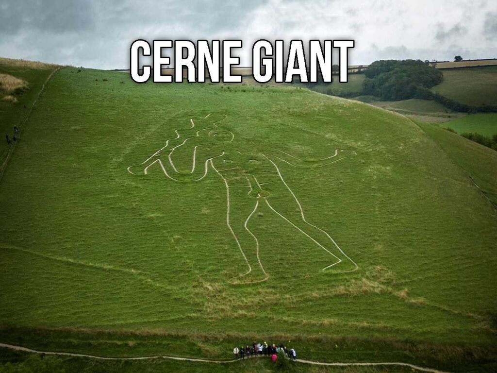 The Cerne Abbas Giant chalk hill figure.