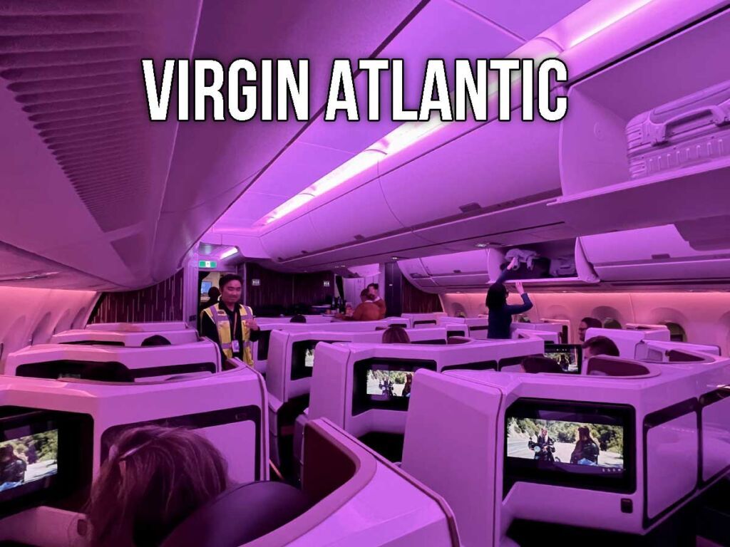 seats inside a virgin atlantic airplane