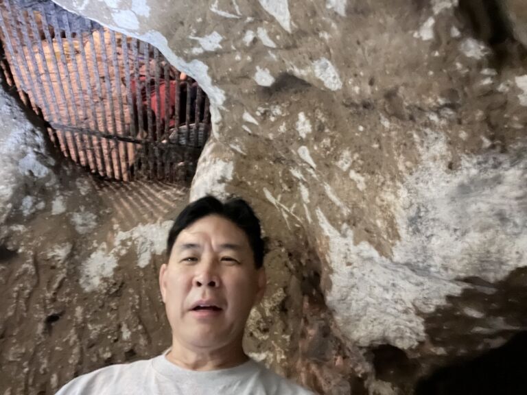 Overhead hole above a passageway