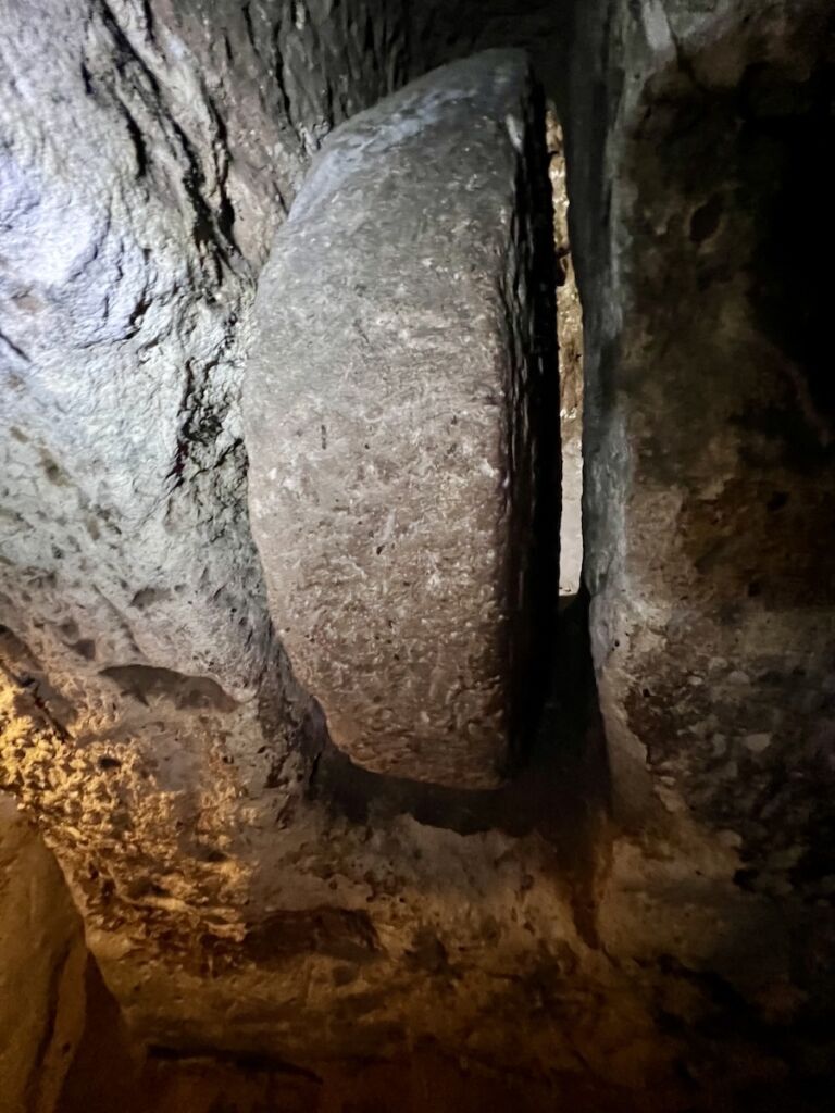 Stone door in the open position.