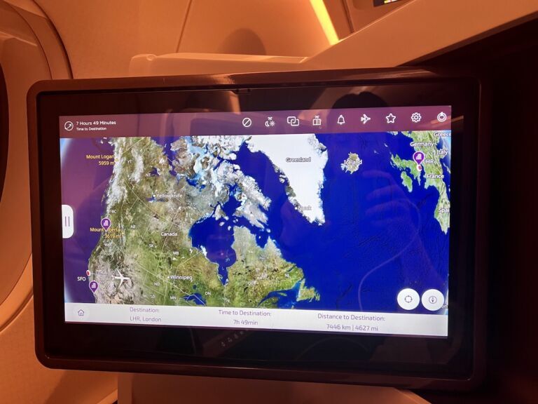 Virgin Atlantic A350 in-flight screen