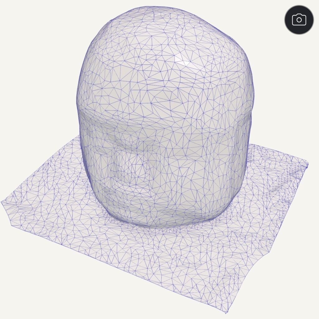 wireframe 3D scan of Olmec colossal head La Venta Monument 1