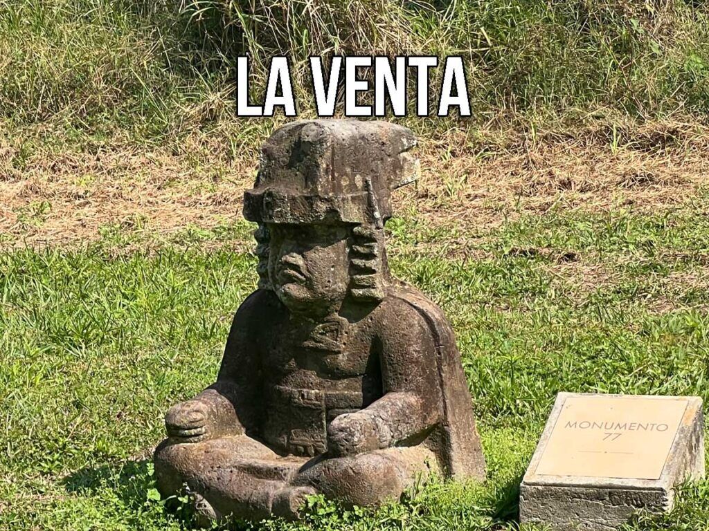 Olmec priest statue in La Venta, Tabasco, Mexico