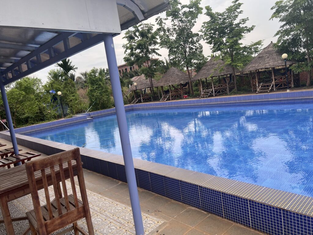 The swimming pool at the hotel near Koh Ker where we stayed before sunrise