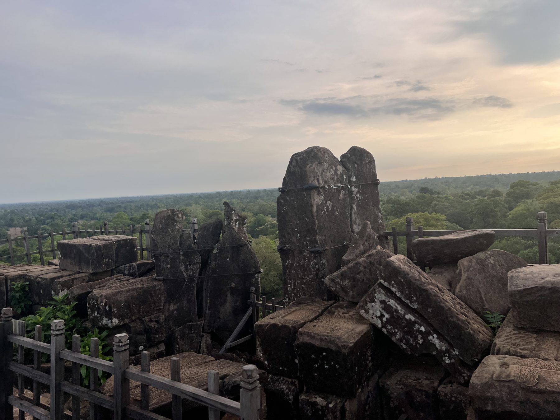 The two tall door jamb stones still standing on the summit of the Koh Ker Prang pyramid