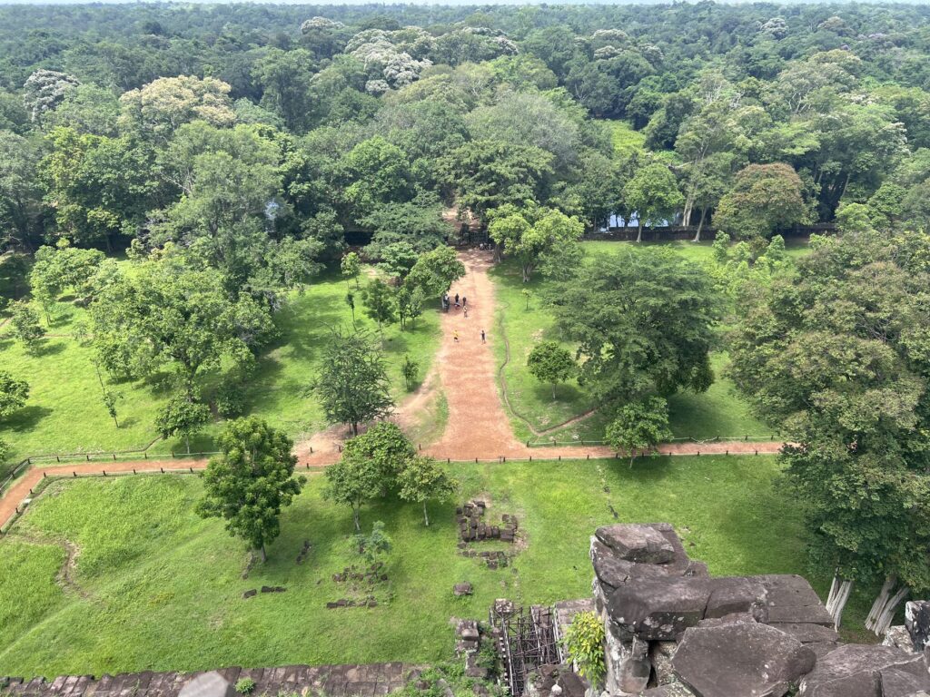 Looking east from the top of the Koh Ker pyramid along the zenith sunrise axis toward Prasat Thom