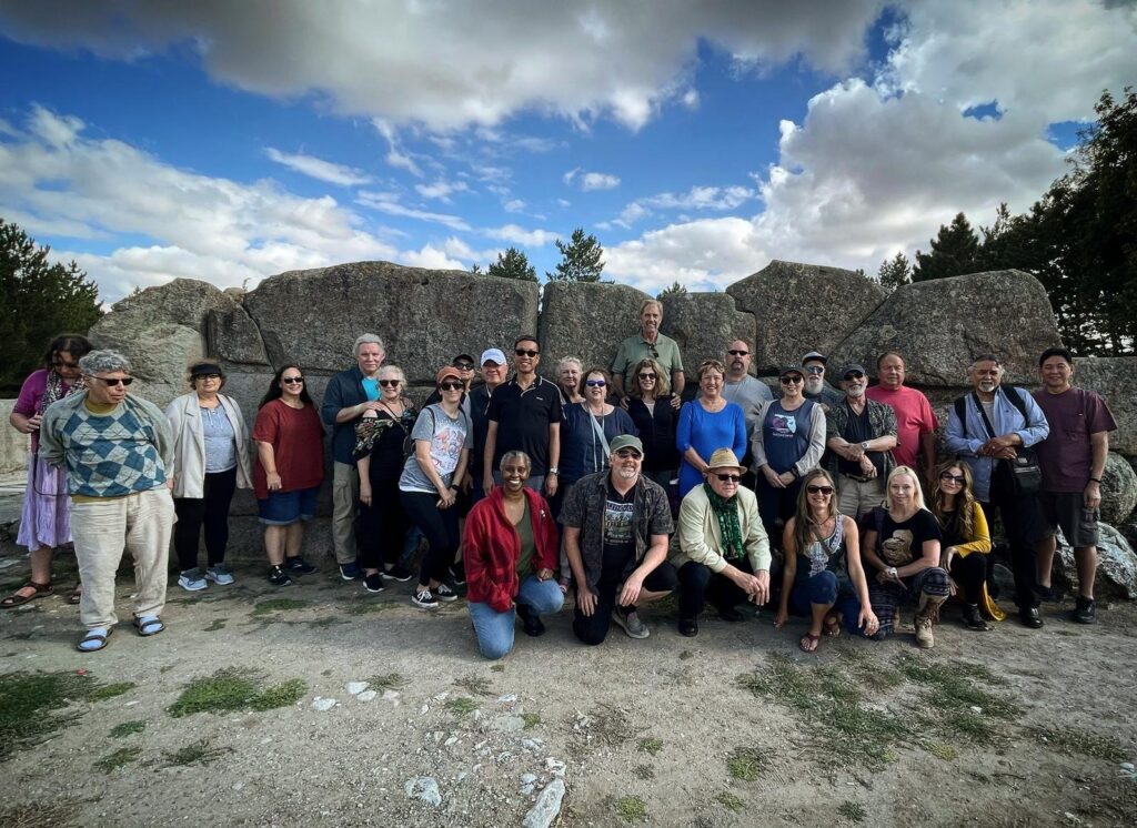 The 2022 Megalithomania Turkey tour group in front of a megalithic stone wall